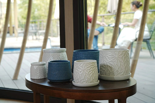 2 Pieces Ceramic Planter Pot, Modern Indoor Outdoor Flowerpot for Patio, Garden, or Windowsills - Gloss White Default -DTYStore