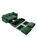 2 Seater Sofa With Footrest , 2-Seat Sofa with 2 Movable Ottoman, Pull out Storage Drawer Under Each Seat,Chenille Green Default -DTYStore