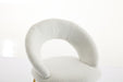 061-Set of 1 Teddy Fabric Dining Chairs With Curved Backrest and Golden Metal Legs for Kitchen or Dining Room ,White - DTYStore