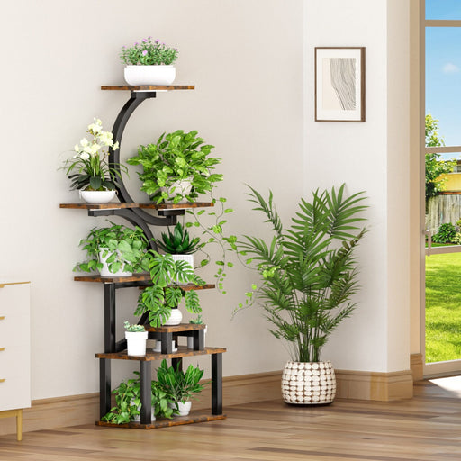 8-Tiered Indoor Plant Stand with 5 Grow Lights, 10-Level Stepless Dimming, Durable Thickened Metal Steel Pipe (0.8mm) for Living Room, Garden