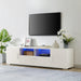 QuickassembleFashionTVstand,TVCabinet,entertainment center TV station,TVconsole,console with LED light belt, light belt can be remote control,with cabinets,open cells,for the living room,bedroom,white - DTYStore