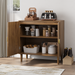 Walnut Wood Buffet Cabinet with Line Groove Design,Sideboard Buffet Cabinet With Storage,Multifunctional Accent Cabinet for Living Room,Entryway,Hallway,Office,Kitchen - DTYStore