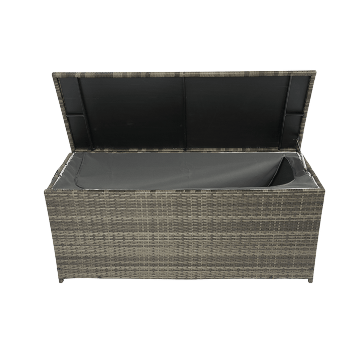 Outdoor Storage Box, 113 Gallon Wicker Patio Deck Boxes with Lid, Outdoor Cushion Storage for Kids Toys, Pillows, Towel Grey Wicker - DTYStore