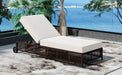 Outdoor Lounge Chair Set of 2, Patio Chaise Lounge with 5-Position Backrest, Rattan Outdoor Lounge Chair with Cushion and Wheels for Poolside, Backyard, Garden (Brown+Beige) - DTYStore