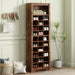 Stylish Design 30 Shoe Cubby Console, Contemporary Shoe Cabinet with Multiple Storage Capacity, Free Standing Tall Cabinet with Versatile Use for Hallway, Bedroom, Rustic Brown - DTYStore