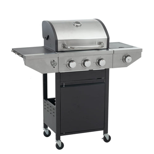 Propane Grill 3 Burner Barbecue Grill Stainless Steel Gas Grill with Side Burner, 37,000 BTU Outdoor Cooking, Patio, Garden Barbecue Grill, Black and Silver - Image 11