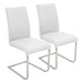 Foster Contemporary Dining Chair in Stainless Steel and White Faux Leather by LumiSource - Set of 2 - DTYStore