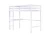 Twin High Loft Bed, Rubber Wood Loft Bed with Safety Guardrail, built-in desk, ladder,White - DTYStore