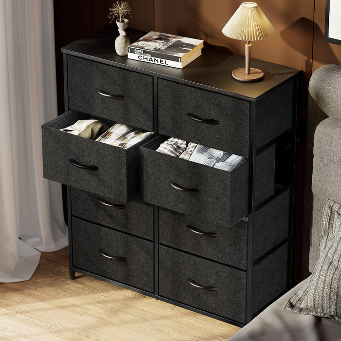 Dresser for Bedroom with 8 Drawers Tall Dresser & Chest of Drawers Fabric Dresser with Wood Top and Sturdy Steel Frame - DTYStore