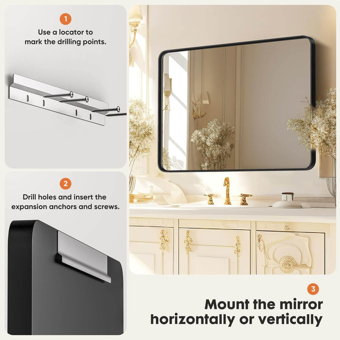 Bathroom Mirror Vanity Mirror for Wall,Aluminum Alloy Framed Wall Mirror Farmhouse,36"Ã—24" - DTYStore