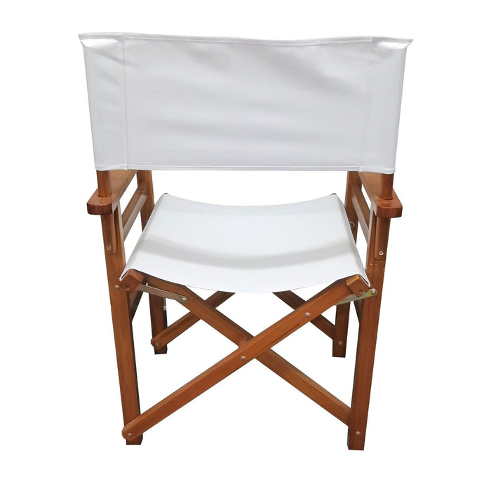 Folding Chair Wooden Director Chair Canvas Folding Chair Folding Chair 2pcs/set populus + Canvas (Color : White) - DTYStore