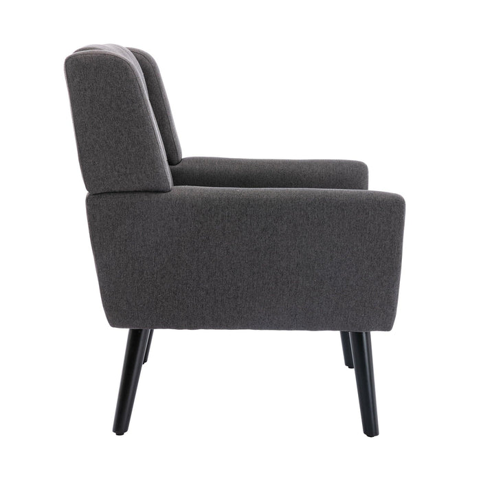 Modern Soft Linen Material Ergonomics Accent Chair Living Room Chair Bedroom Chair Home Chair With Black Legs For Indoor Home - DTYStore