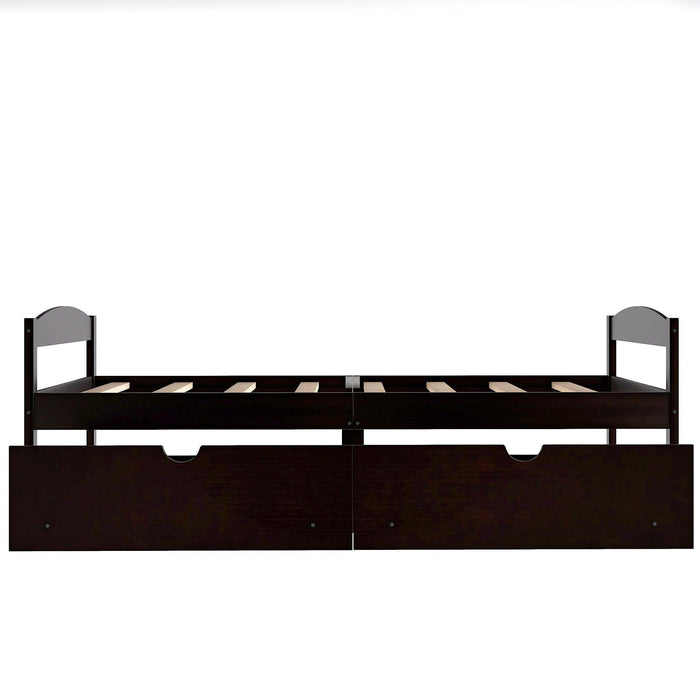 Twin Size Platform Bed, with two drawers, espresso