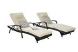 Outdoor Wicker Long Reclining Chair Set of 2 with Cushions, Wicker Reclining Lounge Chair Lawn Sunbathing Chairs Recliner up to 150° Beach Poolside Garden - DTYStore
