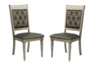 Luxury Silver Accent Tufted Upholstered Chairs Set of 2 Dining Side Chairs - DTYStore