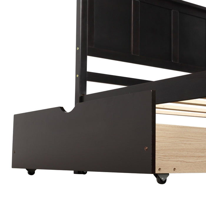 Platform Storage Bed, 2 drawers with wheels, Twin Size Frame, Espresso - DTYStore