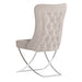 PrimeNest Noblesse Collection Upholstered Silver Legged Dining Chair, Set of 2, Beige - DTYStore