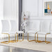 Luxury Simple Arch Chair - Set of 4 White PU Material High Resilience Dining Chair with Arched Metal Gold Leg. - DTYStore