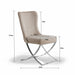 PrimeNest Noblesse Collection Upholstered Silver Legged Dining Chair, Set of 2, Beige - DTYStore