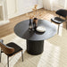 46.45 inch MDF Dining Table for Dining Room Round Dinner Tables Mid-Century Modern Table BLACK - DTYStore