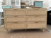 Rattan 6 Drawer Dresser for Bedroom, Wood Dresser & Chest of Drawers with Metal Handles 51" - DTYStore