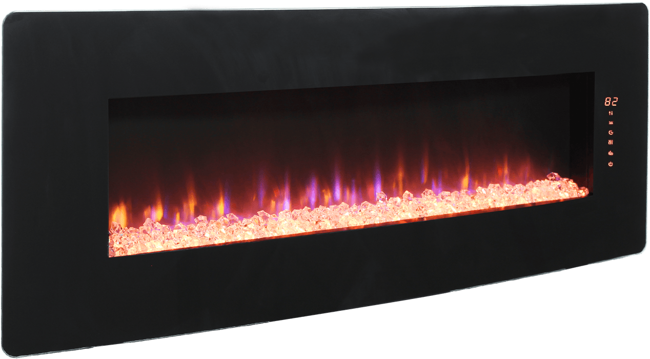 48 inch Curved Front Wall Mounted Electric Fireplace with remote and multi color flame & emberbed - DTYStore