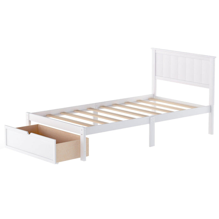 Twin Size Platform Bed with Under-bed Drawer