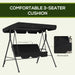 Outsunny 3-Seat Outdoor Patio Swing Chair with Removable Cushion, Steel Frame Stand and Adjustable Tilt Canopy for Patio, Garden, Poolside, Balcony, Backyard, Black 2 - DTYStore