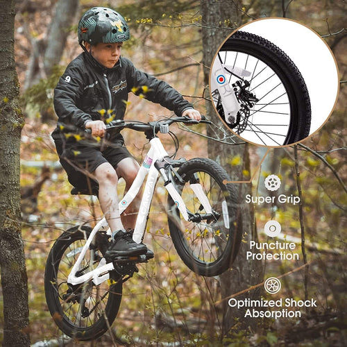 Ecarpat S20101 20 Inch Kids' Mountain Bike, 7 Speed, Front Suspension, White Steel Frame - Image 8