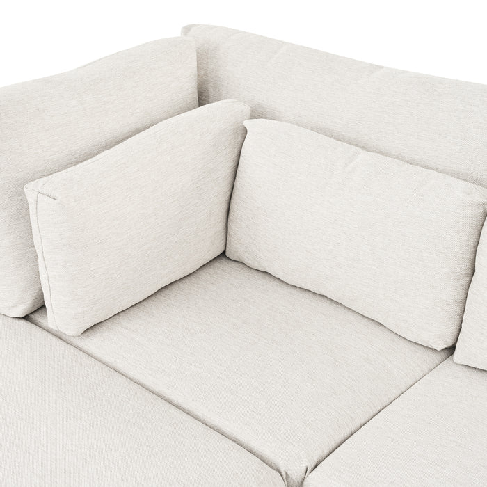 U_Style Modern Modular Sectional Sofa with Movable Ottoman, 110 Inch 4 Seat Sofa Set with 5 pillows, Unique Piping Stitch Design, Convertible L-Shaped Sofa for Living Room, Office & Spacious Rooms
