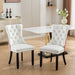 Furniture, Nikki Collection Modern, High-end Tufted Solid Wood Contemporary PU and Velvet Upholstered Dining Chair with Wood Legs Nailhead Trim 2-Pcs Set, White+Pink, SW2101WP - DTYStore