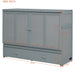 Queen Size Murphy Bed with USB Port and a Large Drawer, Gray - DTYStore