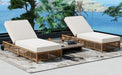Outdoor Lounge Chair, Patio Chaise Lounge with 5-Position Backrest, Rattan Outdoor Lounge Chair with Cushion and Wheels for Poolside, Backyard, Garden (Natural+Beige) - DTYStore
