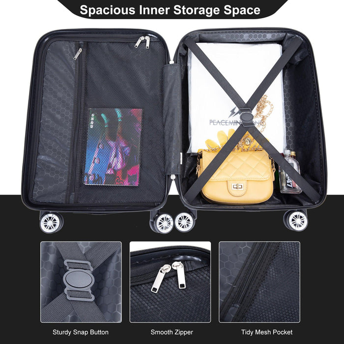 2Piece Luggage Sets ABS Lightweight Suitcase , Spinner Wheels, (20/14) BLACK