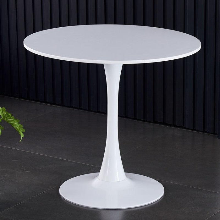 White Round Table, Modern Dining Table, MDF Top and Steel B0ase Tulip Round Kitchen Table, Mid Century Coffee Table for Living Room 24 Inch.
