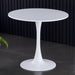 White Round Table, Modern Dining Table, MDF Top and Steel B0ase Tulip Round Kitchen Table, Mid Century Coffee Table for Living Room 24 Inch.