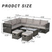 6 Piece Outdoor Patio Furniture Set, All Weather Wicker Rattan Outdoor Sofa Conversation Set with Glass Table, Cushions and Pillows, for Lawn, Garden, Backyard - DTYStore