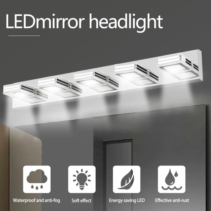 LED Modern Chrome Makeup Light, 5-Lights Acrylic Chrome Makeup Mirror Light - DTYStore