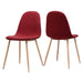 Mid-Century Dining Chair Fabric Upholstered Chair with Light Walnut Finished Metal Legs (Set of 2), Red - DTYStore