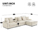 114*64'' Corduroy Sectional Sofa with Bluetooth Speakers,L Shaped Couch with Console,USB Charger,Cup Holders,Storage,Ottoman,Deep and Wide Seat Cloud Sofa for Living Room,Apartment,2 Colors