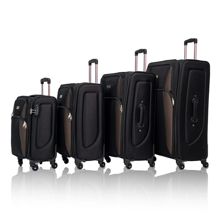 SoftshellLuggage Expandable 4 Piece Set Suitcase Softside Lightweight Luggage Travel Set