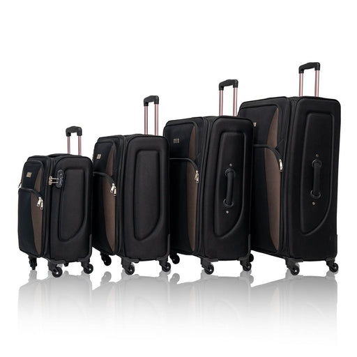 SoftshellLuggage Expandable 4 Piece Set Suitcase Softside Lightweight Luggage Travel Set