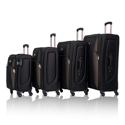 SoftshellLuggage Expandable 4 Piece Set Suitcase Softside Lightweight Luggage Travel Set