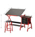 Drafting Table Red With Stool - DTYStore