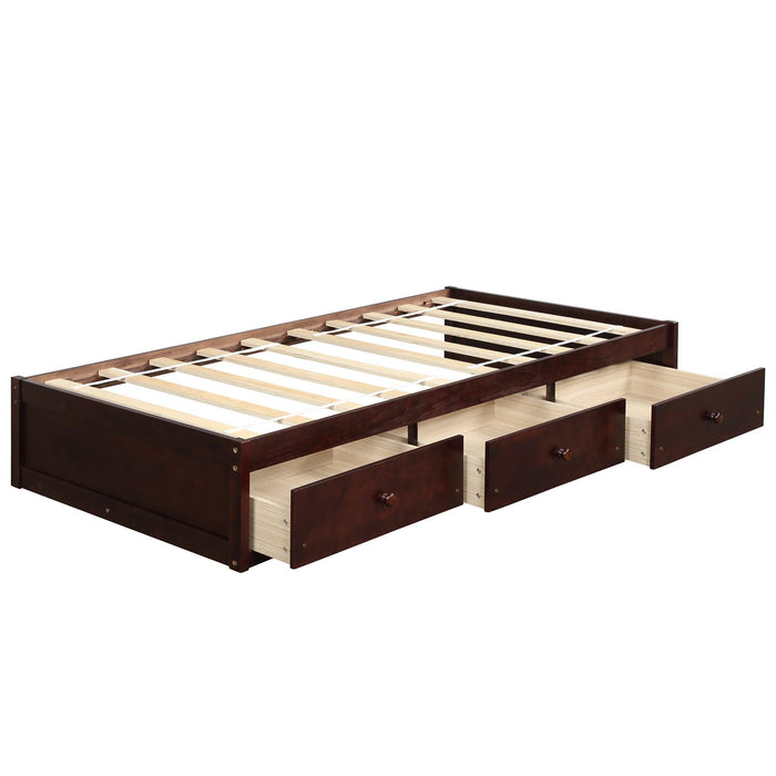 Orisfur. Twin Size Platform Storage Bed with 3 Drawers - DTYStore