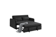 55" Modern Convertible Sofa Bed with 2 Detachable Arm Pockets, Velvet Loveseat Sofa with Pull Out Bed, 2 Pillows and Living Room Adjustable Backrest, Grid Design Armrests - DTYStore