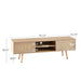 55.12" Rattan TV cabinet, double sliding doors for storage, adjustable shelf, solid wood legs, TV console for living room ,natural - DTYStore