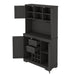 Coffee Bar Cabinet Kitchen Cabinet with Storage, Farmhouse Wine Cabinet with Drawers shelves and cabinets, Buffet Cabinet Wine & Glass Racks for Dining Room, Kitchen, Black - DTYStore