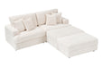 82 inches beige corduroy sofa, two storage feet +4 throw pillows, create a living room, office fashion new darling! - DTYStore