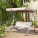 Outsunny 3-Seat Outdoor Porch Swing Chair, Patio Swing Glider with Adjustable Canopy, Breathable Seat, and Steel Frame for Garden, Poolside, Backyard, Beige - DTYStore